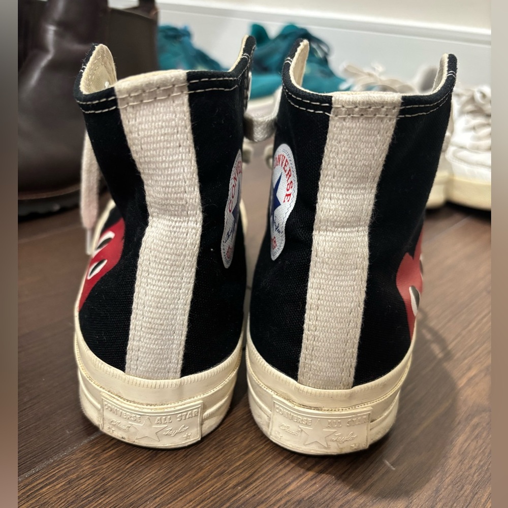 COMMES DES GARÇON PLAY Black high top converse women’s size 7 - Picture 4 of 5